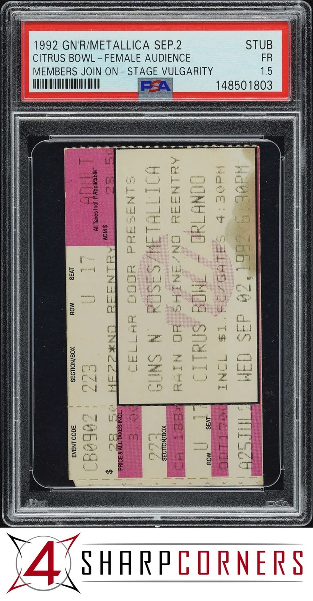 Guns N' Roses 1991年Izzyラストステージ チケット半券 Guns N Roses Ticket Stub for sale | eBay