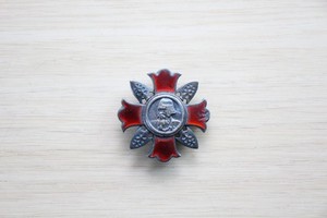 WWII Imperial Japanese Army Wound Badge NCO/Enlisted Red Enamel Damage F51