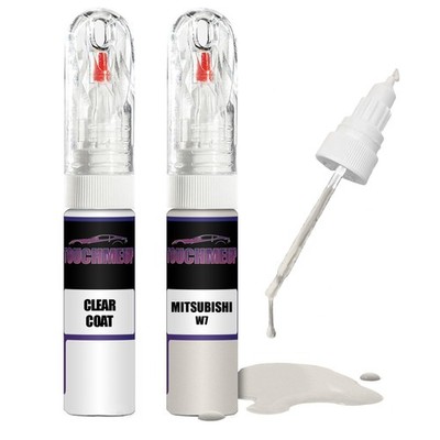 Lackstift für MITSUBISHI WHITE W7 + Klarlack Pinsel Kratzer Fix Kit