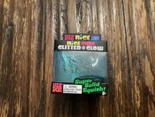 Nee Doh Nice Cube Glitter  Glow Super Solid Squish Blue NEW