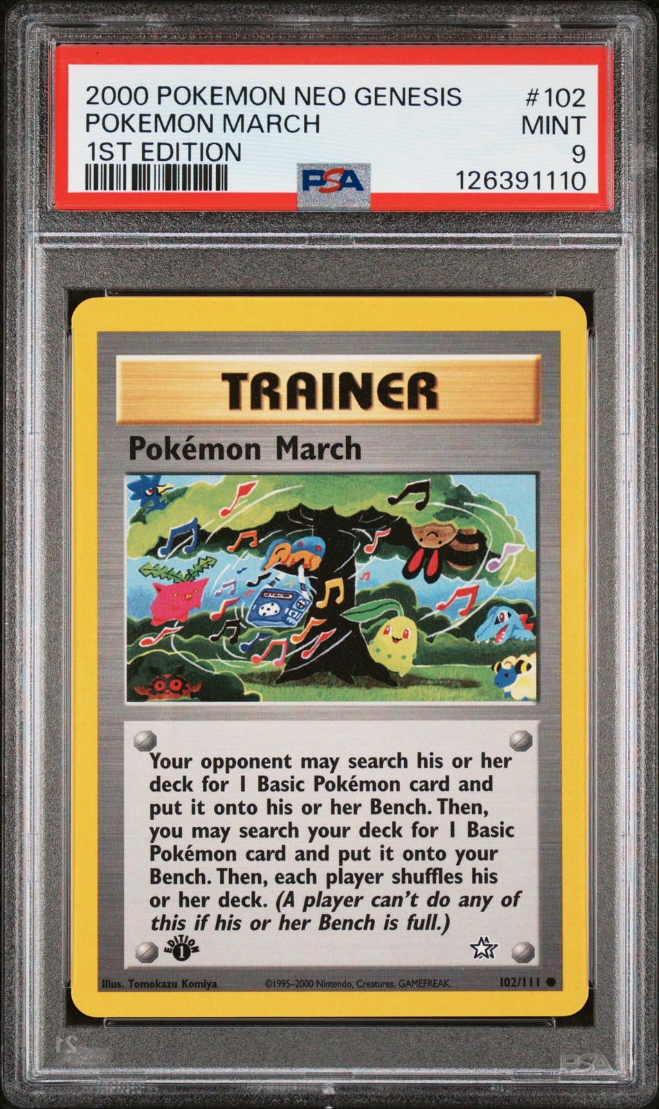 2000 POKEMON NEO GENESIS 1ST ED #102 POKEMON MARCH PSA 9