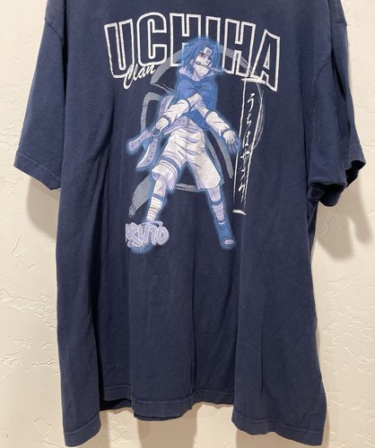Maglietta Y2K Naruto Shippuden Sasuke Uchicha Anime Manga - XXL Blu Navy - Foto 6 di 10