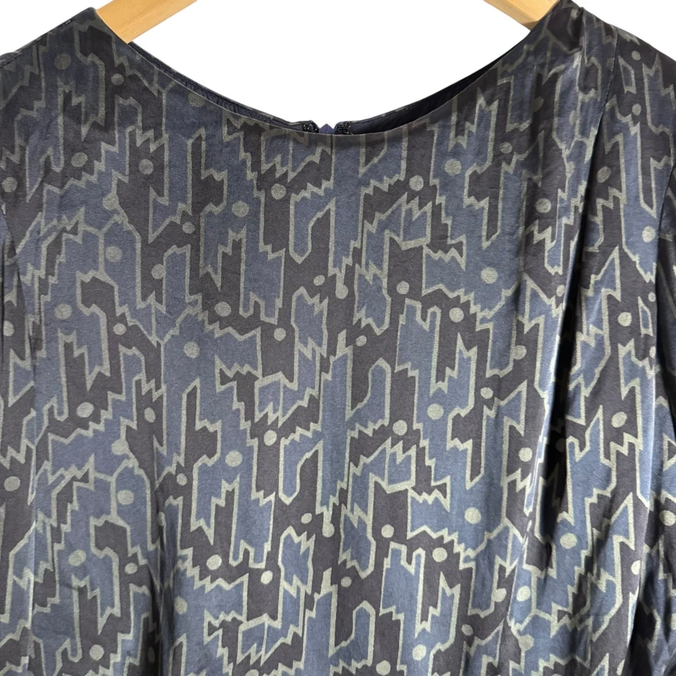 Etro Italian Silk Geometric Print 3/4 Sleeve Sheath Wrap Dress Size 8 - Image 4 of 4