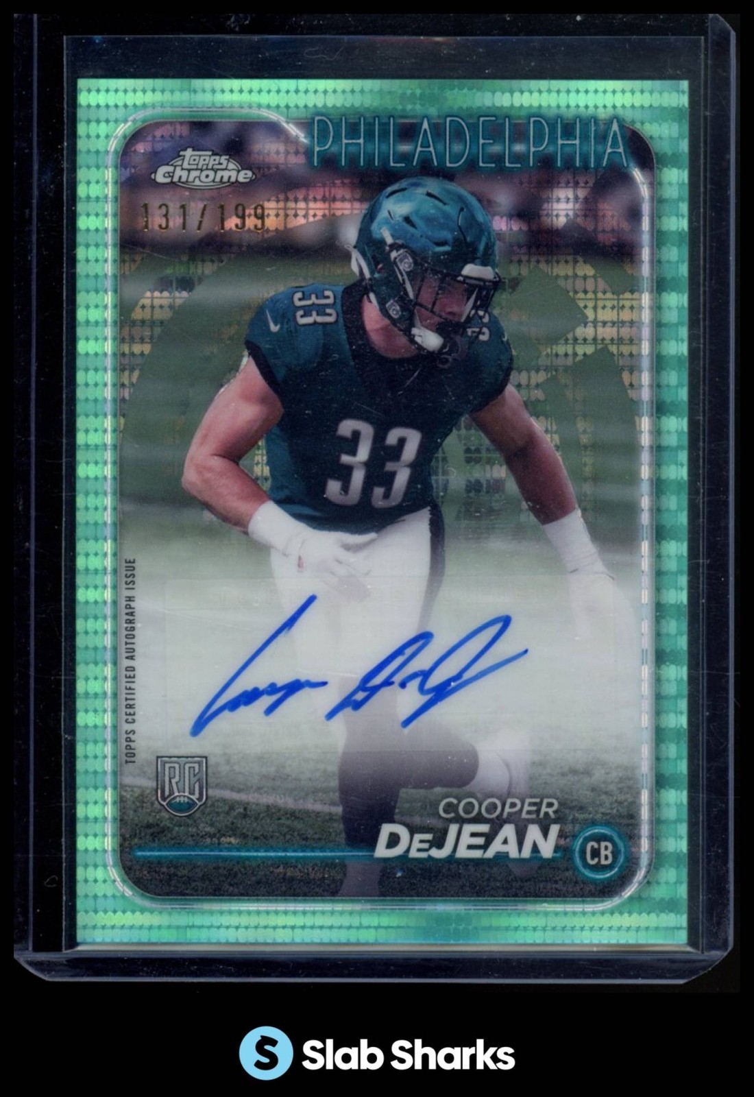 2024 TOPPS CHROME #RA-CDE COOPER DEJEAN ROOKIE AUTO AQUA SONAR REFRACTOR RC /199