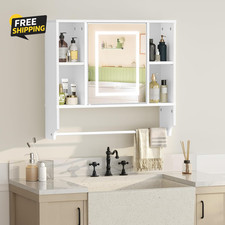 Bathroom Wall Cabinet with Mirror, Wall Mounted Cabinet Color Adjustment