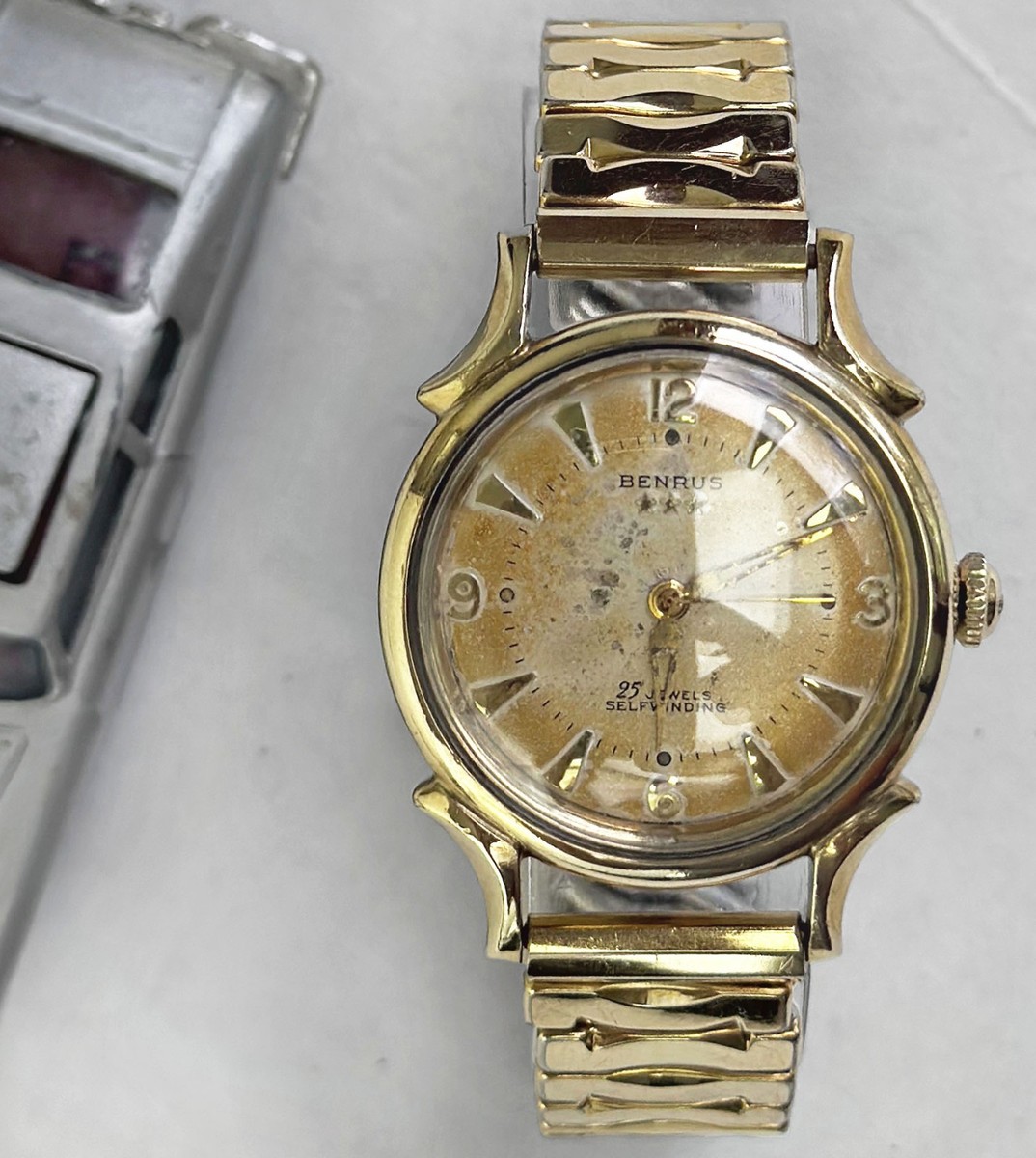 【希少・稼働品】BENRUS　 スリースター 自動巻き アンティーク腕時計 ベンラス BENRUS THREE・STAR スリースター 1950年代 ブラックダイアル