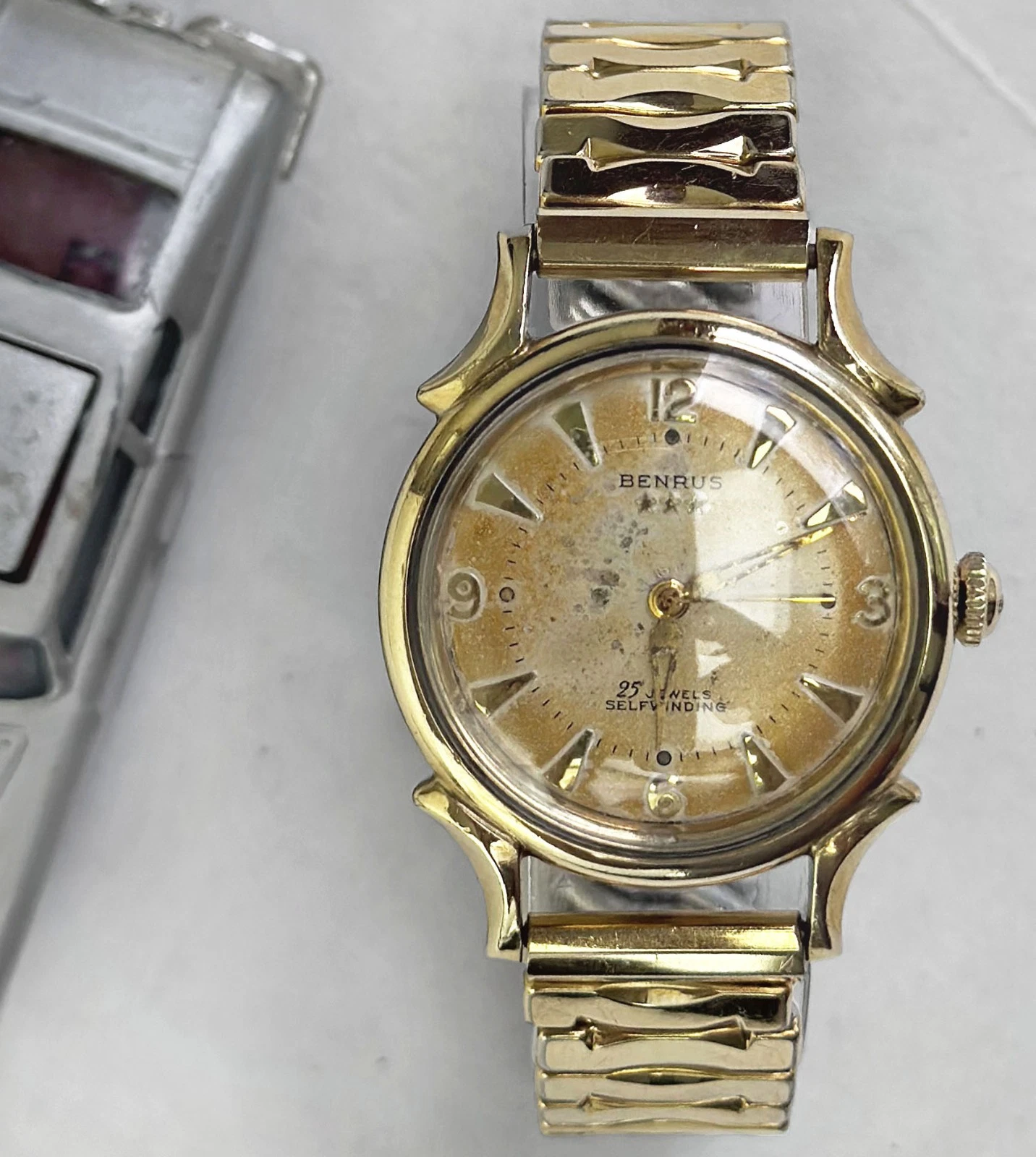 Breguet — Benrus 3-Star 25-Jewel Automatic Gold-Rolled Case Stretch Bracelet 32.5mm Watch