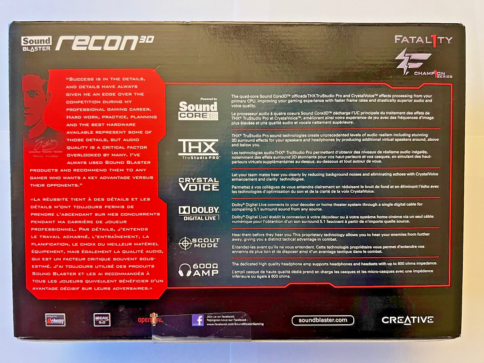Creative Sound Blaster Recon3D THX PCIE Fatal1ty Pro Champion Series ...