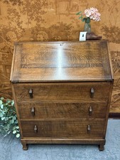 Vintage Fold down Oak bureau writing desk drawers Superb item