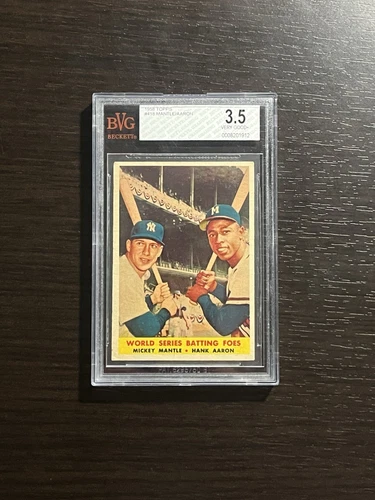 1958 Topps World Series Batting Foes MANTLE & AARON #418 BVG 3.5 Centered!
