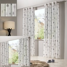 Vorhang Kindergardine Scandi Wald Bär Leinen Natur Gardine transparent Typ563