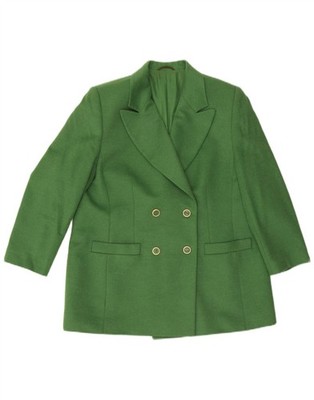 Hucke Womens Double Breasted Blazer Jacket UK 18 XL Green Wool BV03