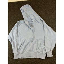 Aerie Womens Oversized V-Neck Hoodie Light Blue Kangaroo Pocket Womens Large