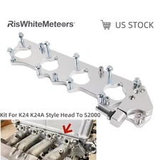 New Aluminum Intake Manifold Adapter Kit For K24/K24A Style Head To S2000 SILVER
