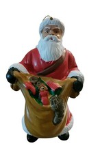 Vintage 9.5" Hard Plastic Santa Standing Or Hanging