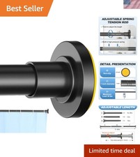 1" Heavy Duty Black Shower Curtain Rod 31 to 80 Inch,Adjustable  Stainless S...