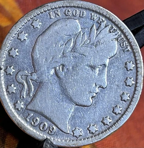 1909-D Barber Quarter Partial “liberty” VF-xf 90% Pre-1964 Silver Quarter