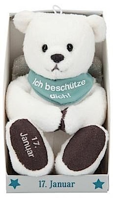 Depesche 8139.017 - Schutzengel Bär aus Plüsch, ca. 9 cm, mit Datum 17. Jan ...