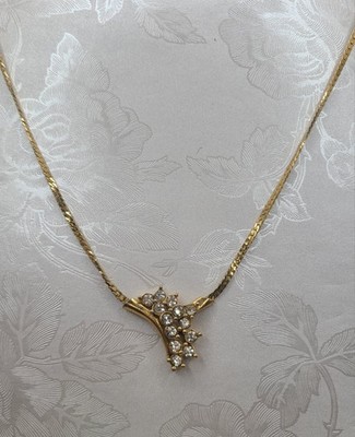 Vintage Avon Queen's Crown Goldtone Clear Rhinestone 19.5'' Necklace 