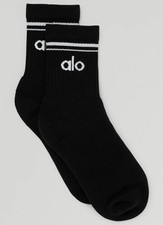 Alo Unisex Half-Crew Throwback Socks Black/White Size Small NEW
