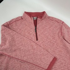 Tommy Bahama Mens Reversible Quarter Zip Pullover Red Heathered Casual Shirt XXL