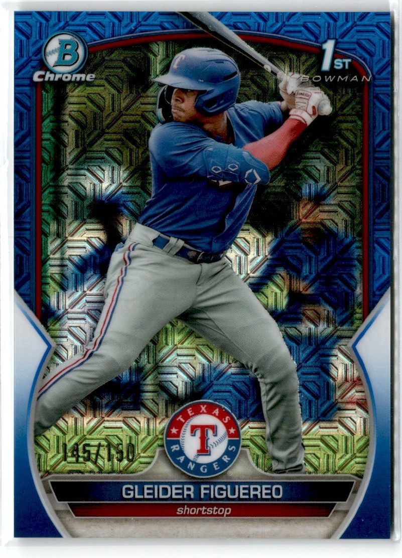 2023 Bowman Chrome 1st Blue Mojo Gleider Figuereo /150 Rangers #BCP-59