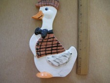 CERAMIC DUCK IN SUIT 8.75 COUNTRY RUSTIC STANDALONE HANDPAINTED VINTAGE FIGURINE