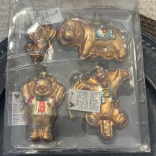 CHRISTMAS GLASS ORNAMENTS  WINNIE THE POOH  FRIENDS  -SET OF 4 DISNEY