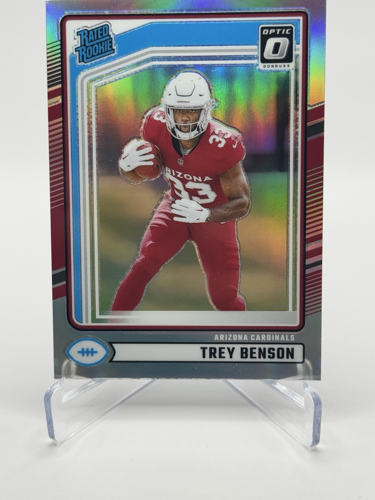 2024 Donruss - Rated Rookie Optic Preview Silver Holo Prizm #326 Trey Benson RC