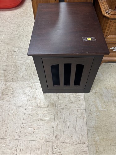 Wooden Dog Crate Kennel Cage Bed Night Stand End Table Wood Furniture Brown New