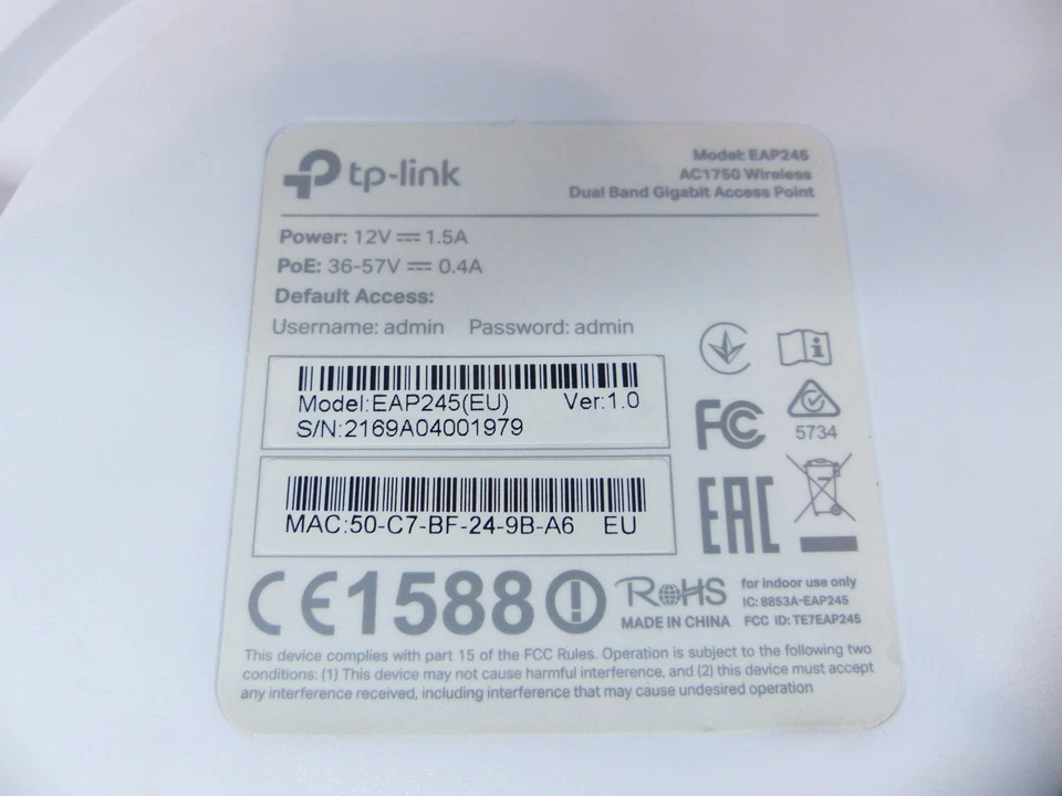 TP-Link EAP245 Wireless Access Point mit Halterung gebraucht #1 B - Bild 3 von 4