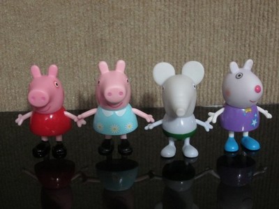 Peppa Pig & Friends 4 Figures Suzy Sheep, Peppa Pig Red & Blue, Edmond Elephant
