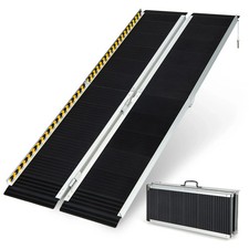 COSTWAY Portable Aluminum Wheelchair Ramp with Transition Plate 586