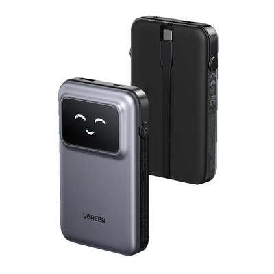 UGREEN Power Bank with Built-in Cable Powerbank 10000 mAh Gray