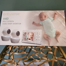 Babysense V43 Video Baby Monitor 2 Cameras Non Wifi Split Screen Night Light
