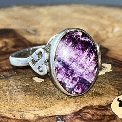 Schöner Blue John & Sterling Silber Ring in Größe R sehr verblasster Stempel