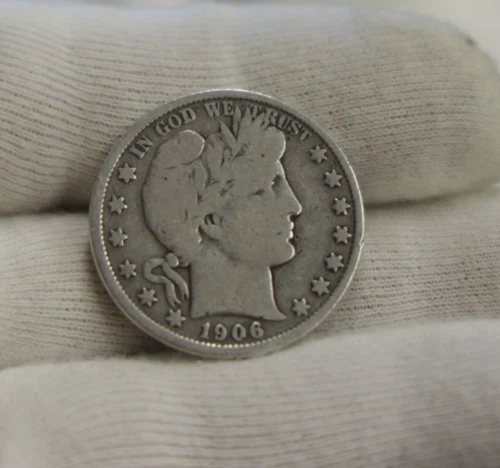 1906 S US Barber Silver Half 50c VG (Cleaned)