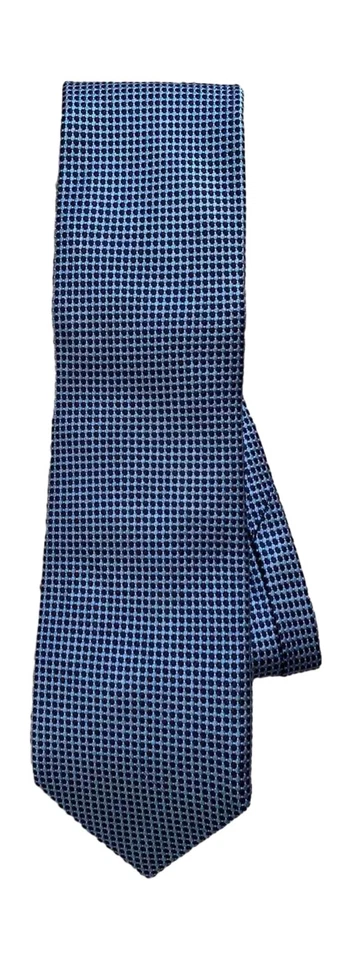 Van Heusen Men's Necktie Blue Black Geometric Diamond Silk - Image 3 of 3