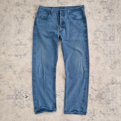 Levi's 501 Jeans Denim Straight Leg Button Fly Red Tab - Größe W35 L30 - Blau