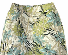 Vintage 90s Tropical Pants Womens Size 2 Watercolor Leaf Floral Print Capri