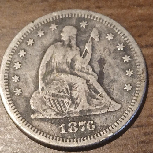 1876 P 25c Seated Liberty Silver Quarter Dollar Good Condition