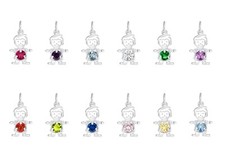 925 Sterling Silver Boys Birthstone Cz Pendant Charm Necklace with 18" Box Chain