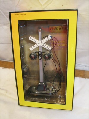 MTH Rail King Automatic Highway Signal #154 Model Railroad #30-1074 w/Box Train