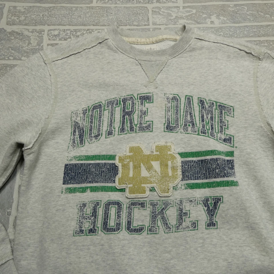 Sudadera de hockey Notre Dame talla mediana Adidas polar cuello redondo estilo vintage Foto 2 de 4