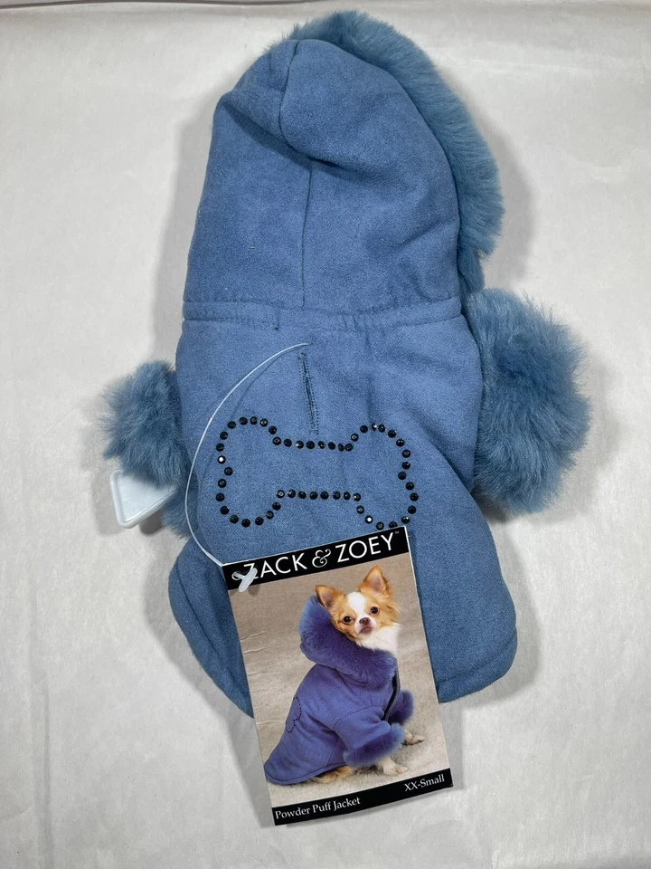 Jaqueta de cachorro Zack & Zoey em pó puff azul esfumaçado aconchegante casaco quente para animais de estimação desgaste de inverno XXS - Imagem 2 de 4
