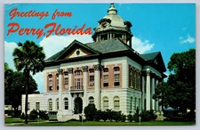 Greetings from Perry Florida Taylor County Court House Postcard