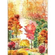 Michel Design Works Orchard Breeze Fall Autumn Foliage Cotton Kitchen Towel