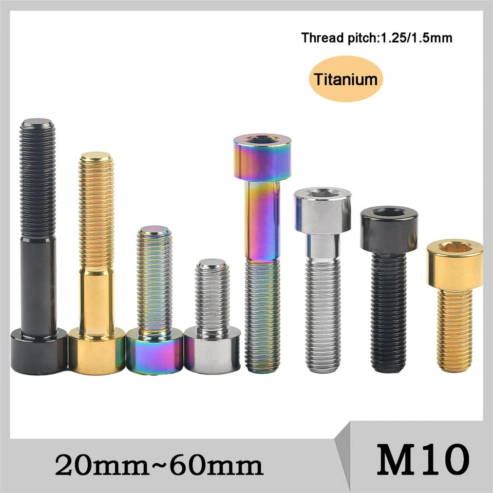 Titanium Ti Bicycle M10x20/25/30/35/40-60mm Screws Allen Hex Socket Head Bolts - Image 2 of 4