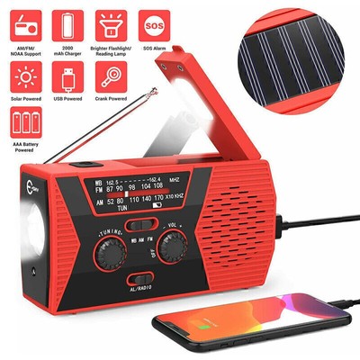 Notfall AM/FM Wetter Radio Solar Handkurbel mit Taschenlampe LED Ladegerät X3S4