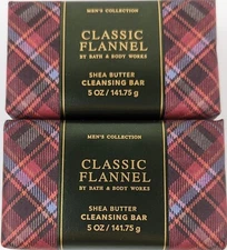 Bath & Body Works Classic Flannel Shea Butter Cleansing Bar Soap 5oz. x2